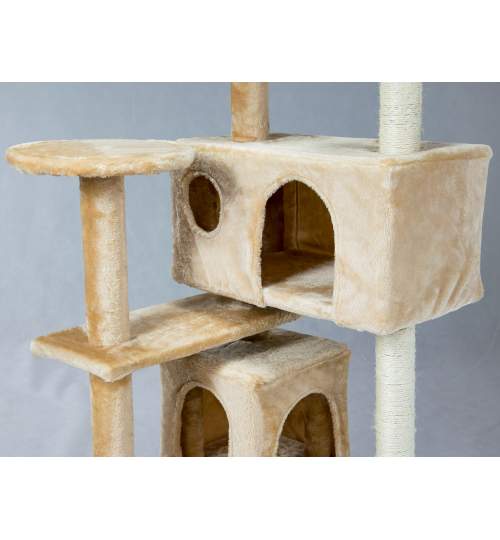Ansamblu de Joaca pentru Pisici tip Turn, 5 Nivele, 130 cm, Culoare bej