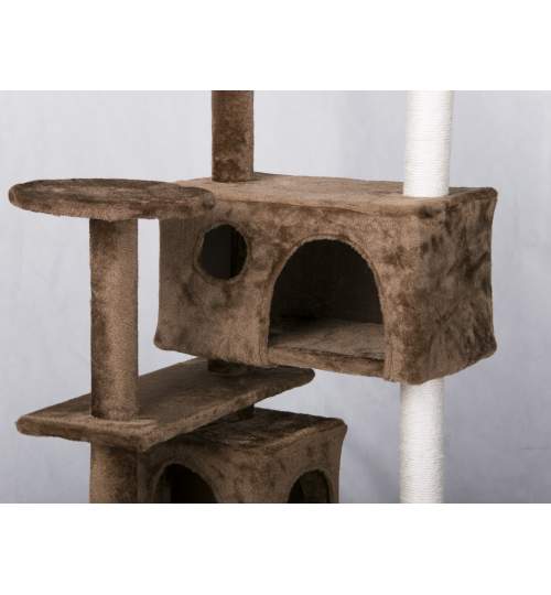Ansamblu de Joaca pentru Pisici tip Turn, 5 Nivele, 130 cm, Culoare maro inchis