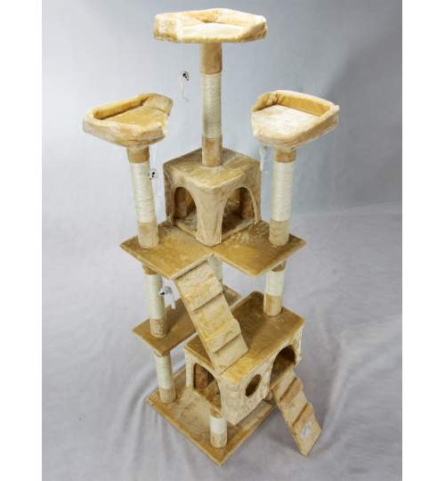 Ansamblu de Joaca pentru Pisici tip Turn, 5 Nivele, 170 cm, Culoare bej