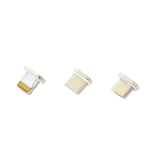 Cablu de date / incarcare magnetic 3 in 1 Micro USB, Type-C, Lightning, lungime 1m, culoare argintiu
