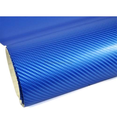 Folie carbon 4D Albastru, 1x1,5m cu tehnologie de eliminare a bulelor de aer