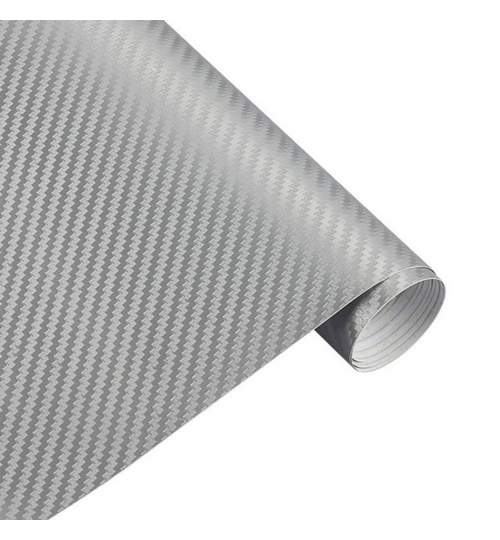 Folie carbon 4D Argintiu, 1x1,5m cu tehnologie de eliminare a bulelor de aer