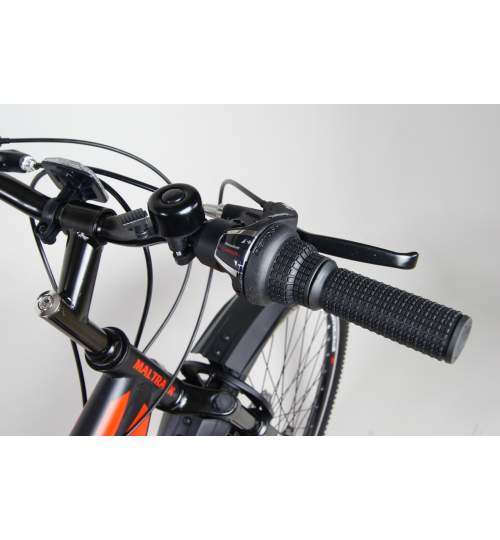 Bicicleta MTB MalTrack Target Red/Orange cu 18 Viteze, Amortizor, Roti 26 Inch, Mountain Bike