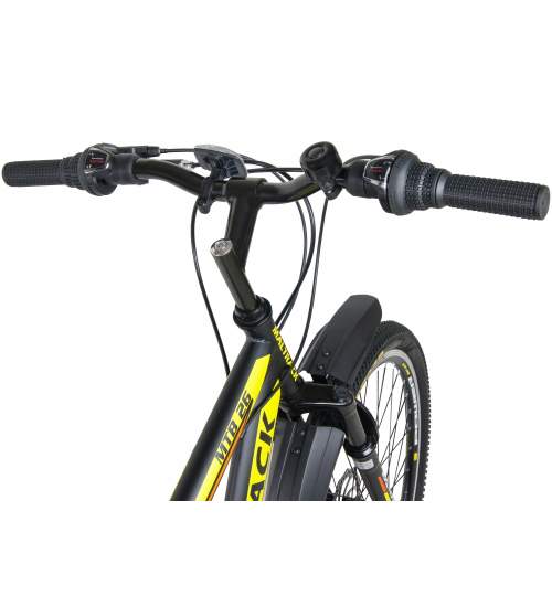 Bicicleta MTB MalTrack Target Yellow/Orange cu 18 Viteze, Amortizor, Roti 26 Inch, Mountain Bike
