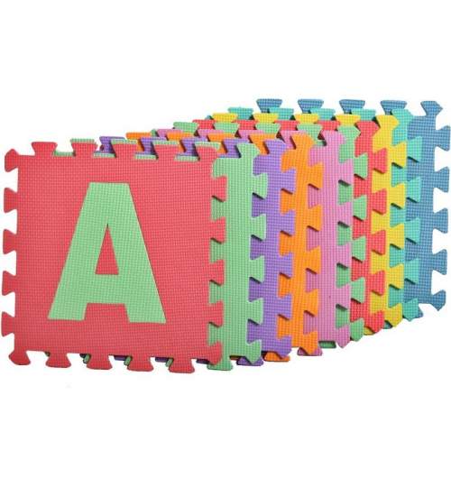 Covoras Tip Puzzle pentru Copii, 10 Piese din Spuma Moale, cu litere, multicolor