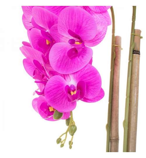 Aranjament Floral Orhidee Artificiala in Ghiveci cu 2 Tulpini, Aspect Natural,  inaltime 70 cm, Culoare Roz