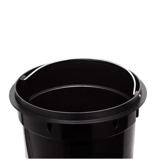 Cos de gunoi cu pedala din otel inoxidabil, capacitate 5L, culoare negru