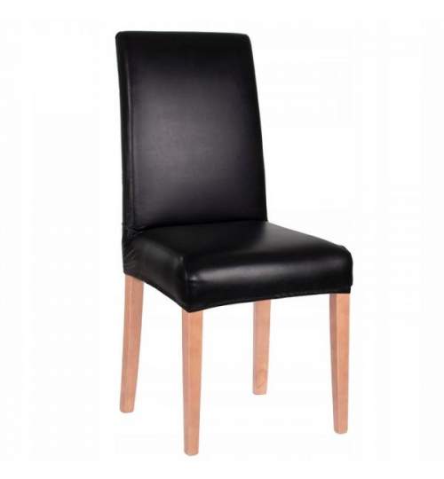 Husa scaun dining/bucatarie, imitatie piele si spandex, culoare negru