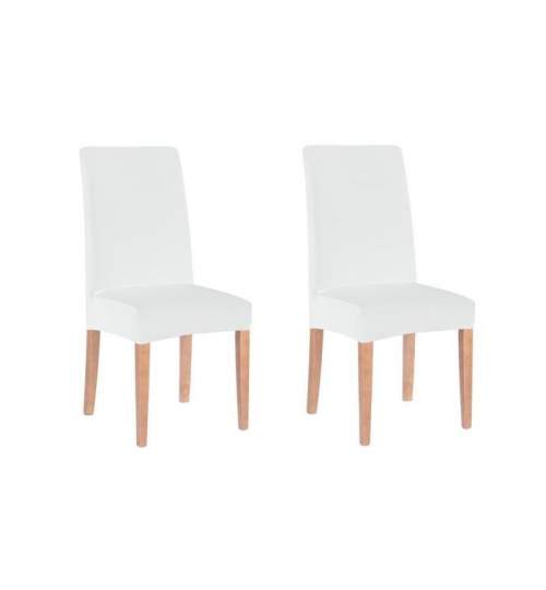 Set 2 huse pentru scaun dining/bucatarie, din spandex, culoare alb