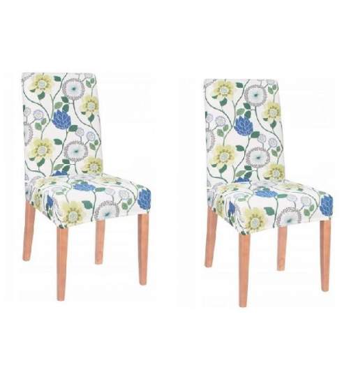 Set 2 huse scaun dining/bucatarie, din spandex, model floral, multicolor