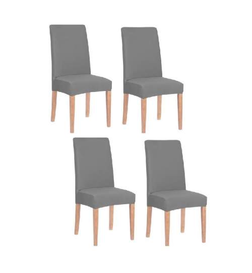 Set 4 huse pentru scaun dining/bucatarie, din spandex, culoare gri