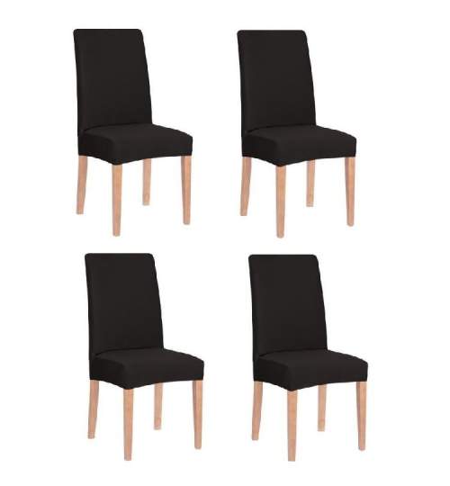 Set 4 huse pentru scaun dining/bucatarie, din spandex, culoare negru