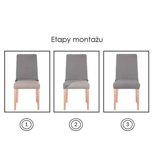 Set 6 huse pentru scaun dining/bucatarie, din spandex, culoare gri