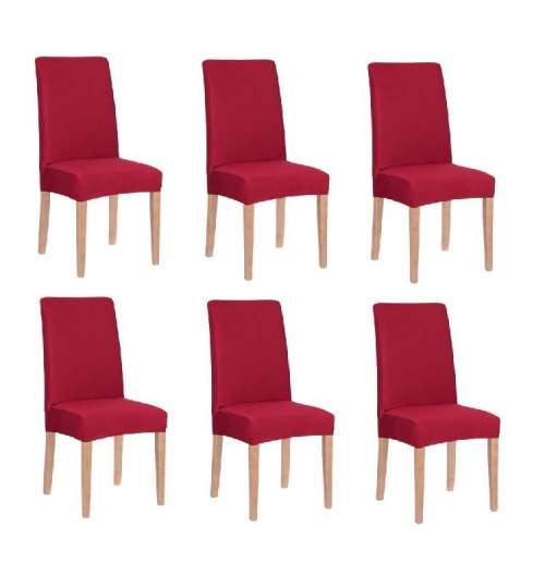 Set 6 huse pentru scaun dining/bucatarie, din spandex, culoare rosu