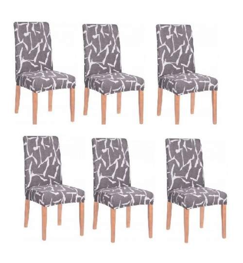 Set 6 huse scaun dining/bucatarie, din spandex, culoare gri