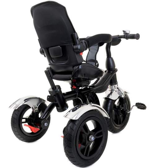 Tricicleta Carucior pentru copii cu scaun rotativ, copertina, cos, maner parental, suport picioare pliabil, culoare gri