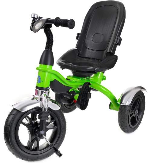 Tricicleta Carucior pentru copii cu scaun rotativ, copertina, cos, maner parental, suport picioare pliabil, culoare verde
