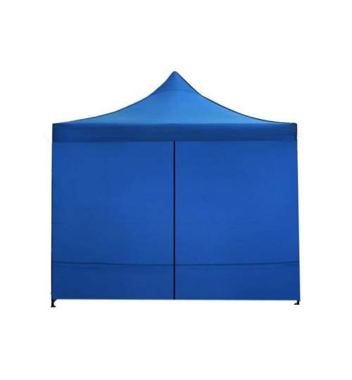 Cort Pavilion Pliabil 3x3 m pentru Curte, Gradina sau Evenimente cu 4 Pereti, Inchidere cu Fermoar, Culoare Albastru