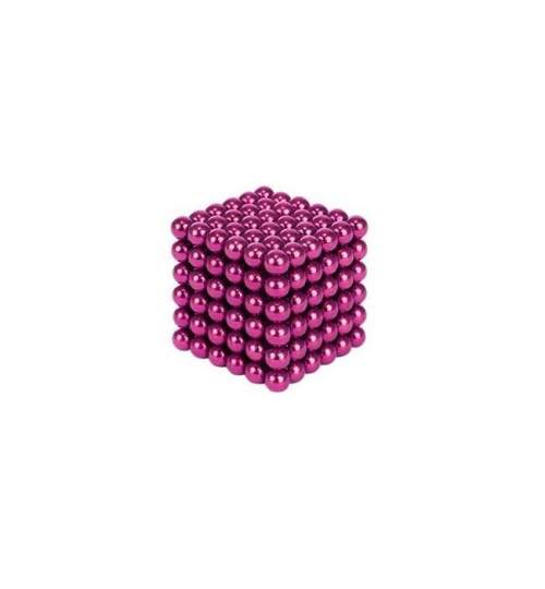 Joc Puzzle Antistres NeoCube cu Bile Magnetice 216 Bucati, Diametru Bile 3mm, roz