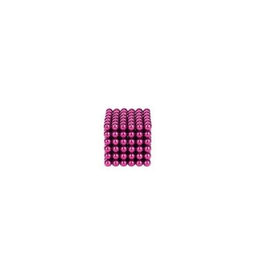 Joc Puzzle Antistres NeoCube cu Bile Magnetice 216 Bucati, Diametru Bile 3mm, roz