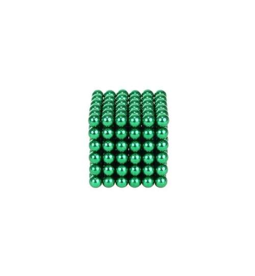 Joc Puzzle Antistres NeoCube cu Bile Magnetice 216 Bucati, Diametru Bile 5mm, verde