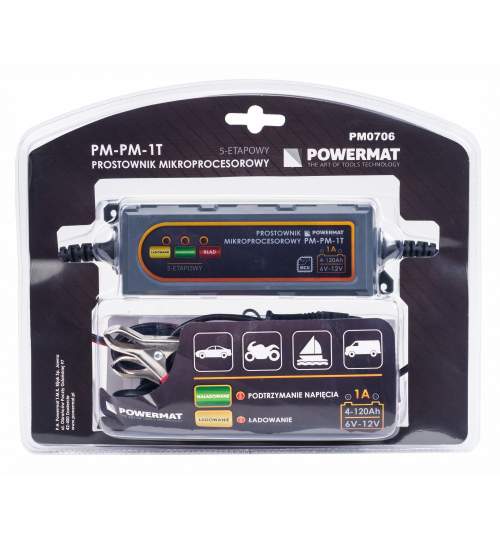 Redresor baterie Powermat PM-PM-1T, 6/12V, 5 etape de incarcare