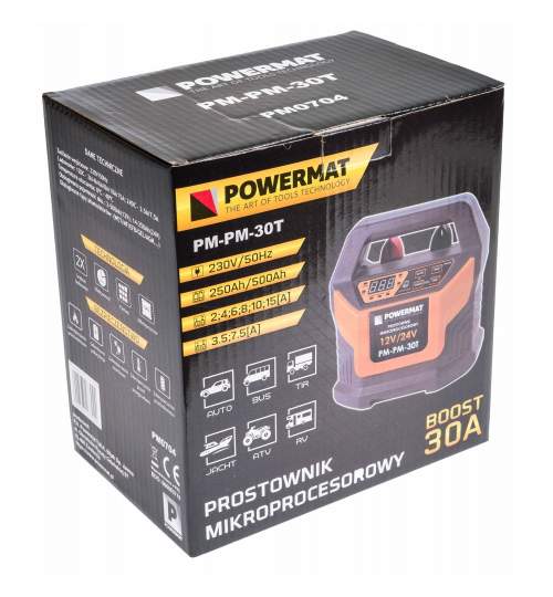 Redresor baterie Powermat PM-PM-30T, 12 / 24V 30A, 8 etape de incarcare
