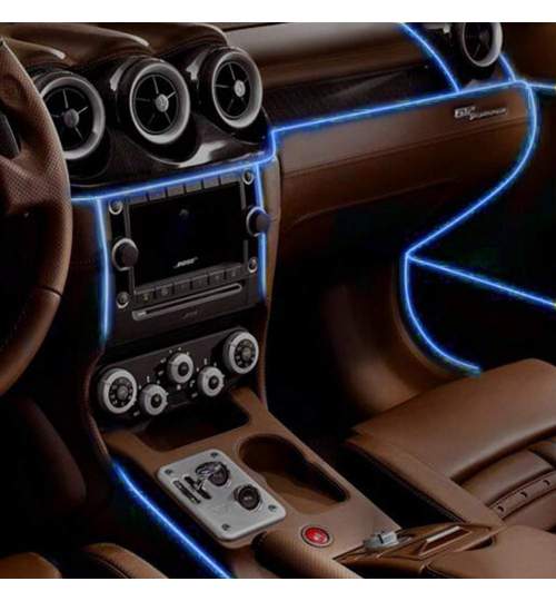 Fir cu neon pentru lumina ambientala auto, lungime 2m, culoare albastru
