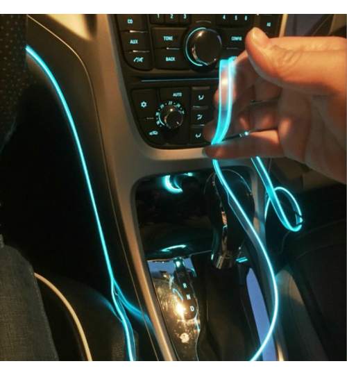 Fir cu neon pentru lumina ambientala auto, lungime 2m, culoare turcoaz