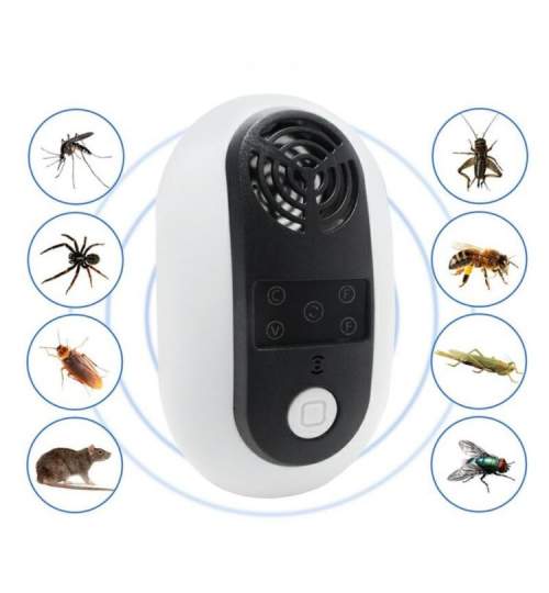 Dispozitiv cu ultrasunete anti-daunatori, insecte si rozatoare, 200mp, alimentare 230V