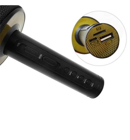 Microfon fara fir cu Bluetooth, pentru Karaoke, port USB si microSD, 3W