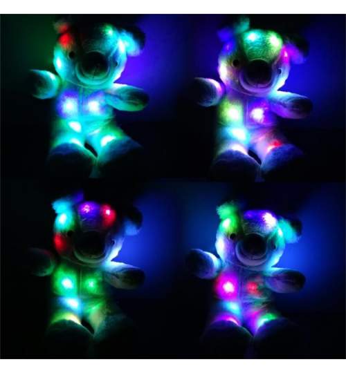 Set Ursulet plus iluminat LED RGB, inaltime 45 cm, rosu + Breloc pentru chei, lungime 12 cm
