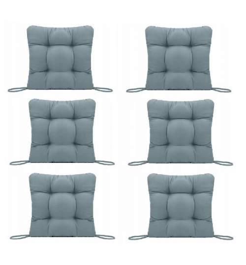 Set Perne decorative pentru scaun de bucatarie sau terasa, dimensiuni 40x40cm, culoare Gri, 6 buc/set