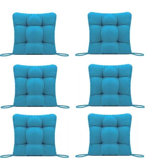 Set Perne decorative pentru scaun de bucatarie sau terasa, dimensiuni 40x40cm, culoare Albastru, 6 buc/set