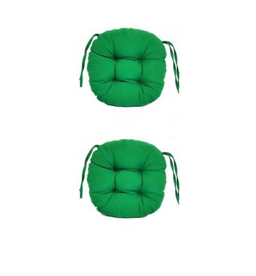 Set Perne decorative rotunde, pentru scaun de bucatarie sau terasa, diametrul 35cm, culoare verde inchis, 2 buc/set