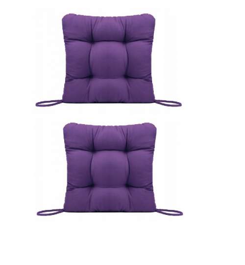 Set Perne decorative pentru scaun de bucatarie sau terasa, dimensiuni 40x40cm, culoare Mov, 2 bucati/set
