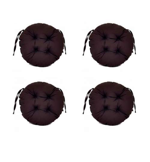 Set Perne decorative rotunde, pentru scaun de bucatarie sau terasa, diametrul 35cm, culoare negru, 4 buc/set