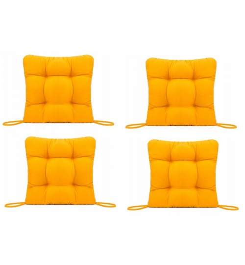 Set Perne decorative pentru scaun de bucatarie sau terasa, dimensiuni 40x40cm, culoare Galben, 4 bucati/set