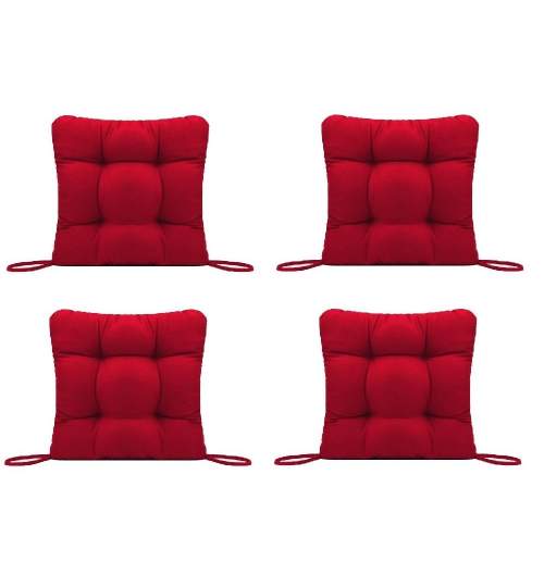 Set Perne decorative pentru scaun de bucatarie sau terasa, dimensiuni 40x40cm, culoare visiniu, 4 buc/set
