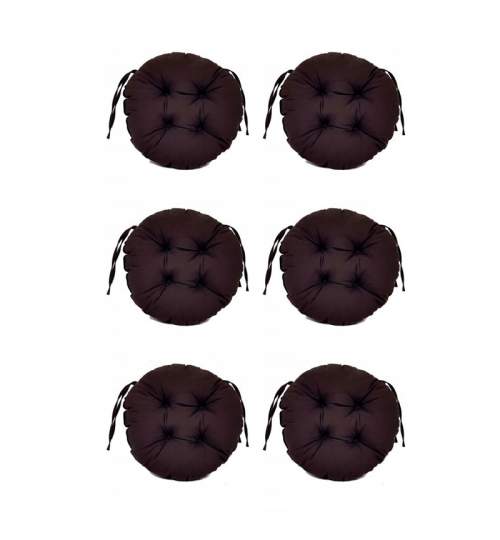 Set Perne decorative rotunde, pentru scaun de bucatarie sau terasa, diametrul 35cm, culoare negru, 6 buc/set