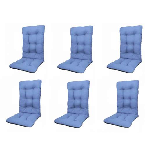 Set Perne pentru scaun de casa si gradina cu spatar, 48x48x75cm, culoare albastru, 6 buc/set