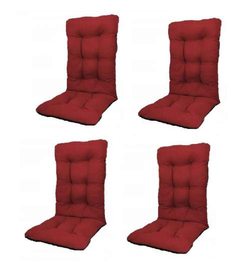 Set Perne pentru scaun de casa si gradina cu spatar, 48x48x75cm, culoare visiniu, 4 buc/set