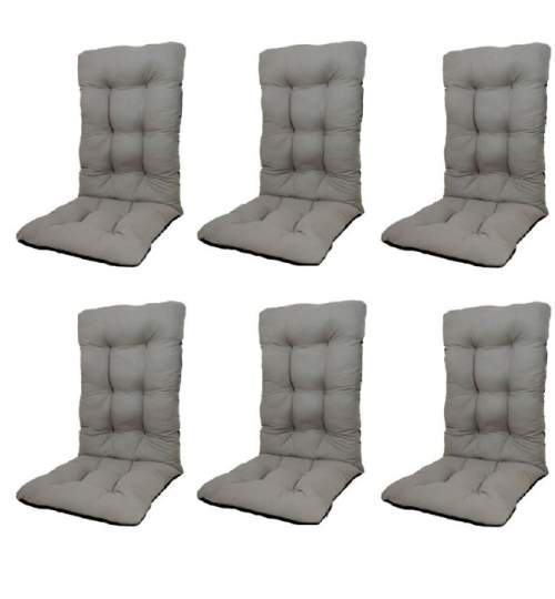 Set Perne pentru scaun de casa si gradina cu spatar,  48x48x75cm, culoare gri, 6 buc/set
