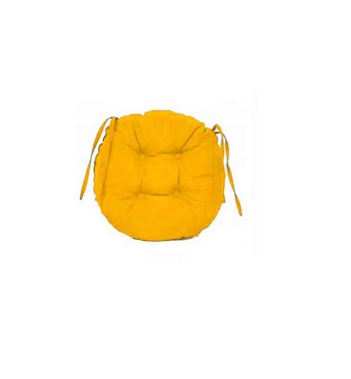 Perna decorativa rotunda, pentru scaun de bucatarie sau terasa, diametrul 35cm, culoare galben