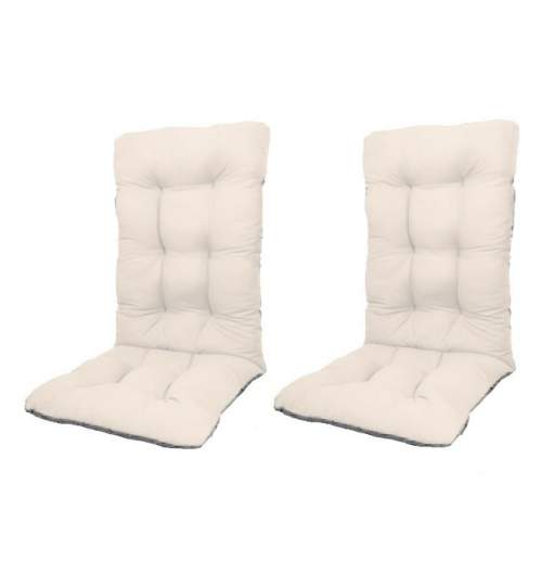 Set Perne pentru scaun de casa si gradina cu spatar,  48x48x75cm, culoare alb, 2 buc/set
