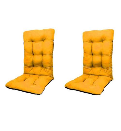 Set Perne pentru scaun de casa si gradina cu spatar, 48x48x75cm, culoare galben, 2 buc/set