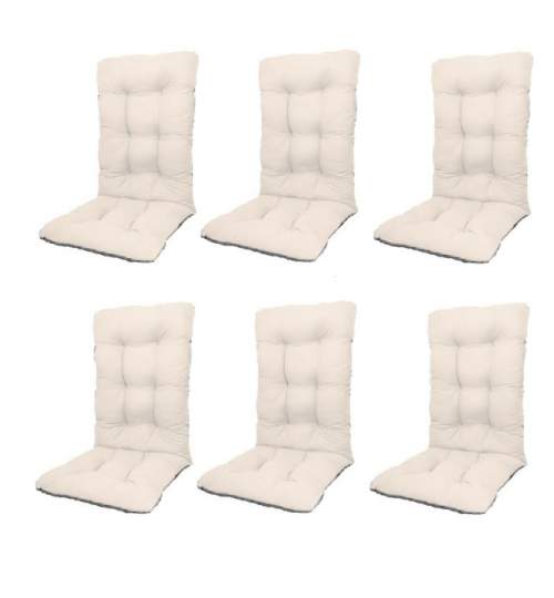 Set Perne pentru scaun de casa si gradina cu spatar,  48x48x75cm, culoare alb, 6 buc/set