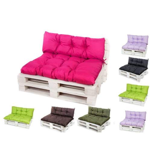 Set perne decorative pentru mobilier paleti, perna sezut 120x70 cm + perna spate 120x40 cm, culoare rosu