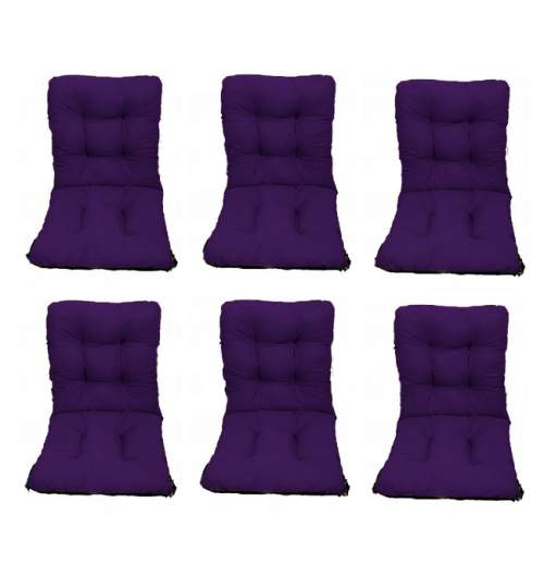 Set Perne pentru scaun de casa si gradina cu spatar, 48x48x75cm, culoare mov, 6 buc/set