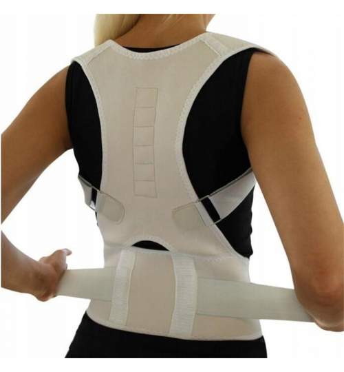 Centura corset magnetic pentru corectarea spatelui si a coloanei, marime L, bej